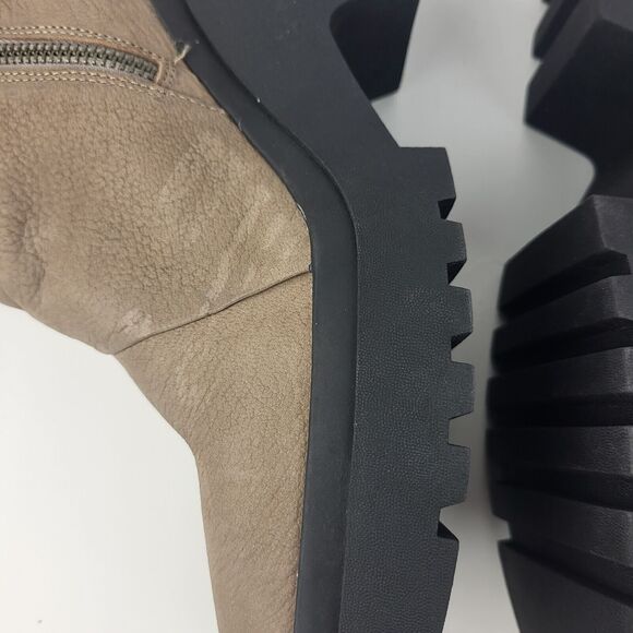 Eileen Fisher Tan Taupe Leather Lug Platform Ankle Booties Boots  Size 11 - Picture 13 of 15